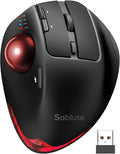 MAM1 Pro Wireless Trackball Mouse, Ergonomic Bluetooth Rechargeable Computer Mouse, Backlit Rollerball Thumb mice with 5 Level DPI, Adjustable Angle, 3 Devices Connection for PC, Windows - Red Ball