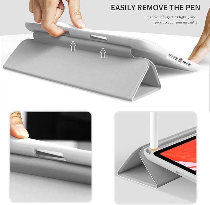 Aoub Case for iPad 9.7 inch 6th/5th Generation Case 2018/2017 with Pencil Holder, Thin Lightweight Smart Stand Cover, Auto Wake/Sleep, Model A1822/A1823/A1893/A1954, Gray White