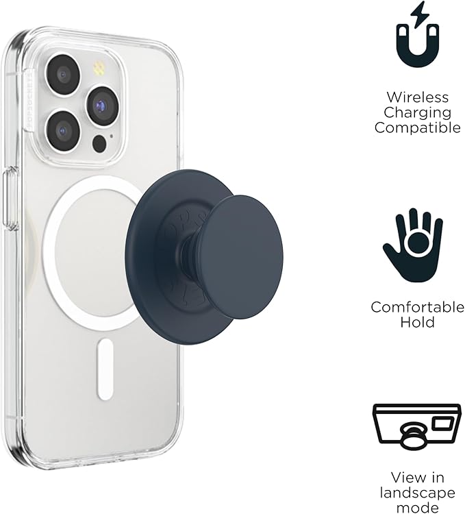 PopSockets Phone Grip for MagSafe, Magnetic Holder, Phone Stand - Soft Touch Navy