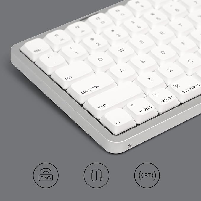 Akko Air 01 Low Profile Wireless Mechanical Keyboard RGB Backlit, Hot Swappable Native Mac Layout 2.4GHz/Wired/BT Aluminum Gaming Keyboard, Cloudy White, Kailh Cloud Switch