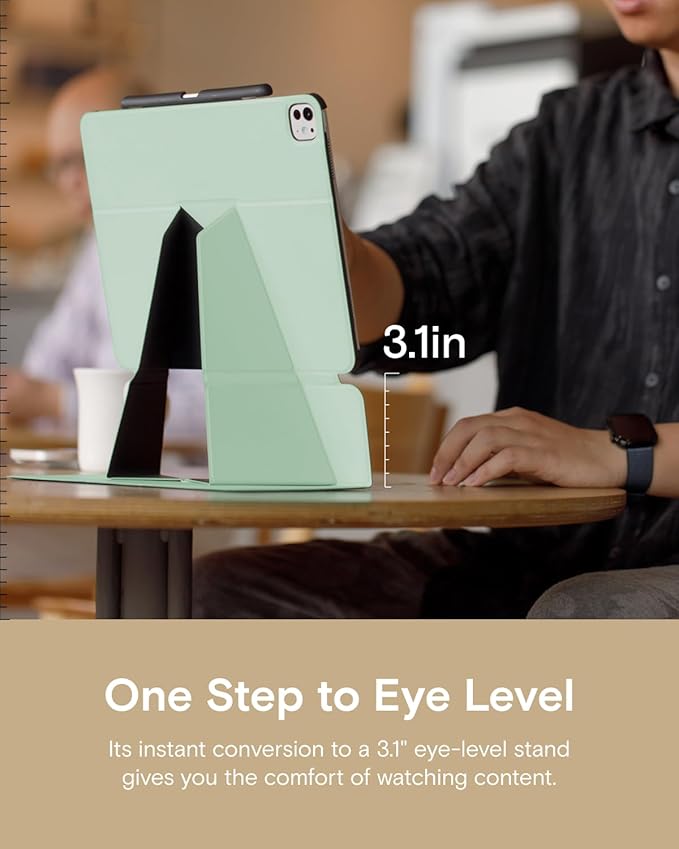 MOFT Folio Case for iPad Pro 11-inch (M4) 2024 - Silm Stand Protective Case with Detachable Pencil Holder, Multi-Angle Viewing, MOVAS Leather Cover, Auto Sleep/Wake, Peppermint
