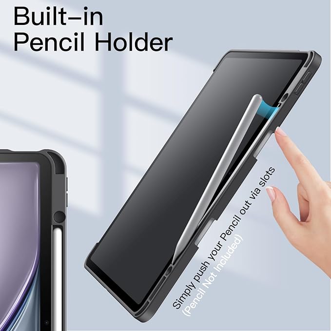 JETech Case for iPad Air 13-Inch M4/M3/M2 (2026/2025/2024) with Pencil Holder, Clear Transparent Back Shell Slim Stand Shockproof Tablet Cover, Auto Wake/Sleep (Space Gray)