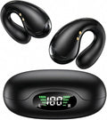 Boytond Ultra Open Ear Earbuds - Comfortable Clip-On Bone Conduction Earbuds, Over-The-Ear Open Headphones with Waterproof Build for Running, Gym Workouts, and Outdoor Sports, Classic Black
