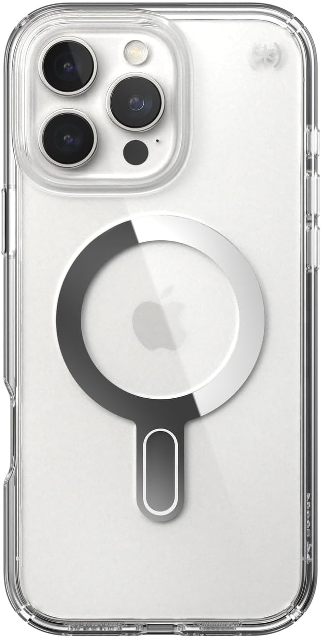 Speck Clear iPhone 16 Pro Max Case MagSafe + ClickLock - Slim Phone Case iPhone 16 Pro Max - iPhone 16 Pro Max Phone Case - Presidio - Clear/Chrome
