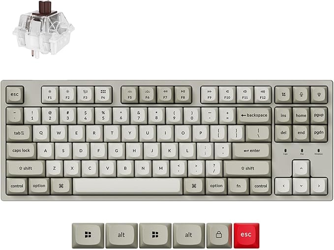 Keychron C1 Pro 8K QMK Wired Custom Mechanical Keyboard, TKL Layout Launcher Support with Hot-Swappable Super Brown Switch, PBT Keycaps Compatible for Mac Windows Linux