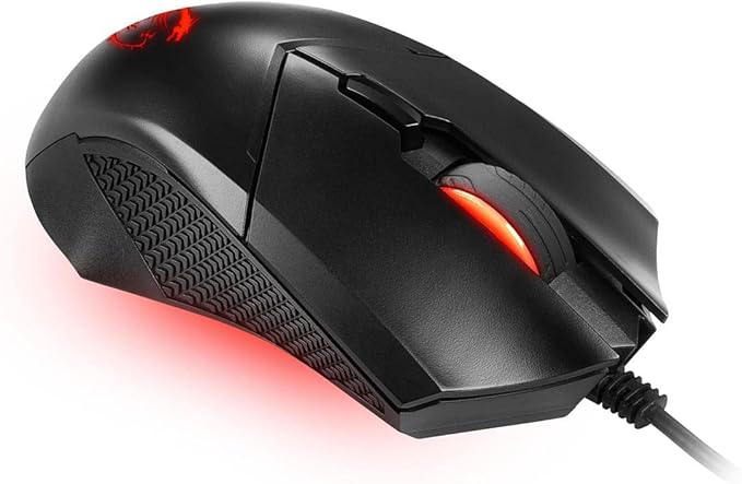 MSI Clutch GM08 Gaming Mouse, 4200 DPI, Optical Sensor, 3 Adjustable Weights, Red LED Lighting, Symmetrical Design, Black (Pack of 4)