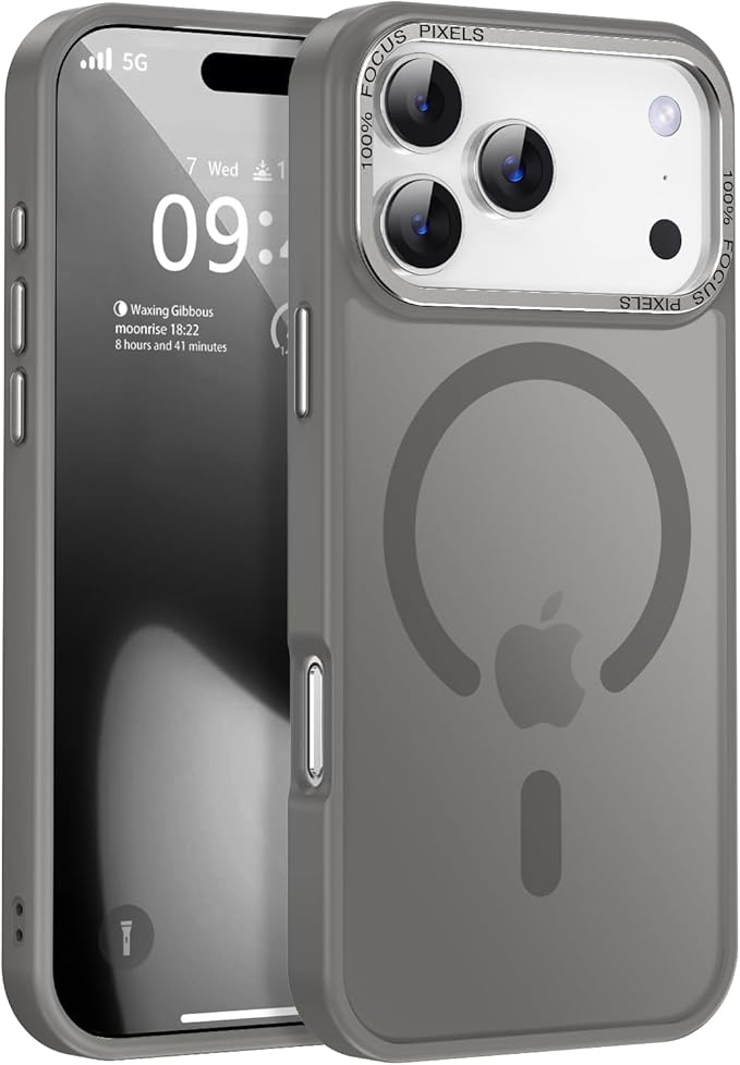 Newfuture Magnetic for iPhone 17 Pro Case [Compatible with Magsafe] [Military Grade Drop Protection] Translucent Matte Anti-Scratch Shockproof Protective Phone Cover 6.3 Inch, Titanium Gray