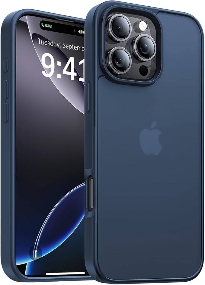 for iPhone 16 Pro Case, [Military-Grade Drop Protection][Anti-Yellowing] Shockproof Protective Translucent Matte Cover for iPhone 16 Pro Phone Case,Deep Blue