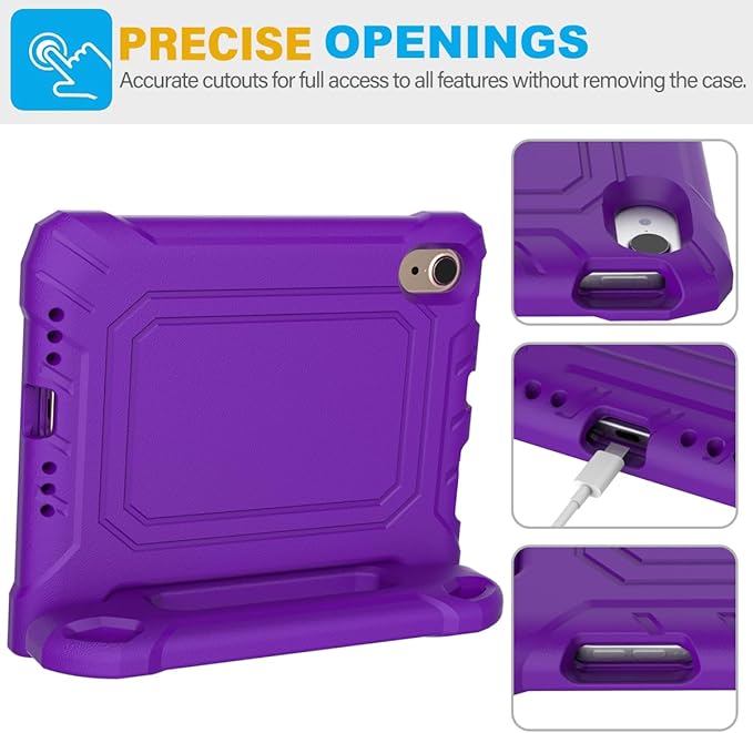 SUPLIK Kids Case for iPad mini 7 (A17 Pro) 2024 & Mini 6 2021, iPad mini 6th/7th Generation Case with Screen Protector, Durable Shockproof Handle Stand Cover for 8.3-inch iPad mini 6/7 Gen, Purple