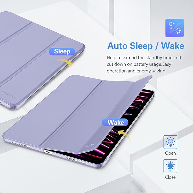 ProCase Smart Case for iPad Pro 12.9 2022/2021/2020/2018, Slim Stand Hard Back Shell Smart Cover for iPad Pro 12.9" 6th Gen/5th Gen/4th Gen/3rd Gen -Lightpurple