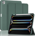 ProCase for iPad Pro 11 Inch Case M5 2025/M4 2024 5th Gen with Pencil Holder, iPad Pro 11"(Model: A3357/A3358/A3359/A2836/A2837/A3006) Trifold Stand Smart Folio with Soft TPU Back Cover -Mgreen