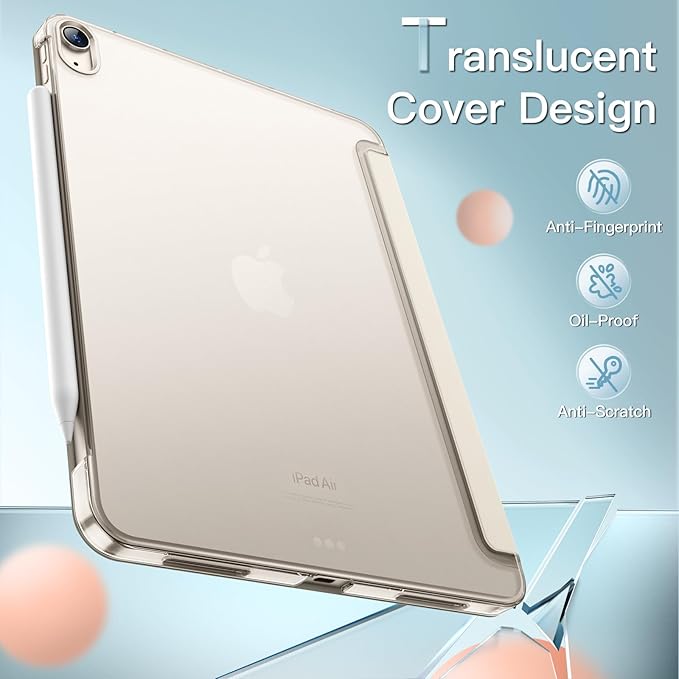 JETech Case ONLY for iPad Air 11-Inch M4/M3/M2 (2026/2025/2024), iPad Air 5/4 (2022/2020 5th/4th Generation 10.9-Inch), Slim Stand Hard Back Shell Cover with Auto Wake/Sleep (Starlight)