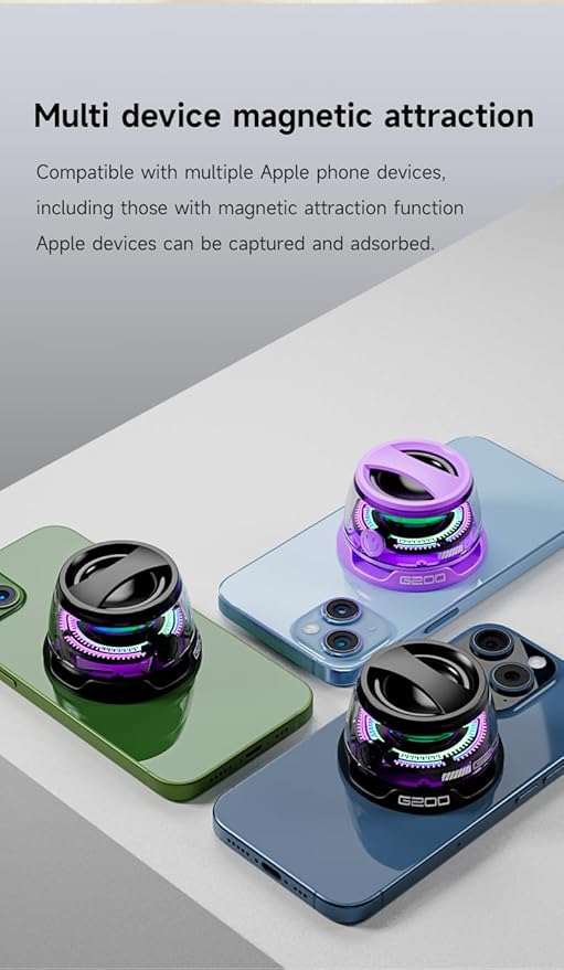 2 Pcs G200 Magnetic Bluetooth Speaker,Multifunctional Portable Mini Speaker with RGB Color Light Show-3D Surround Sound Effect,Birthday (Purple)