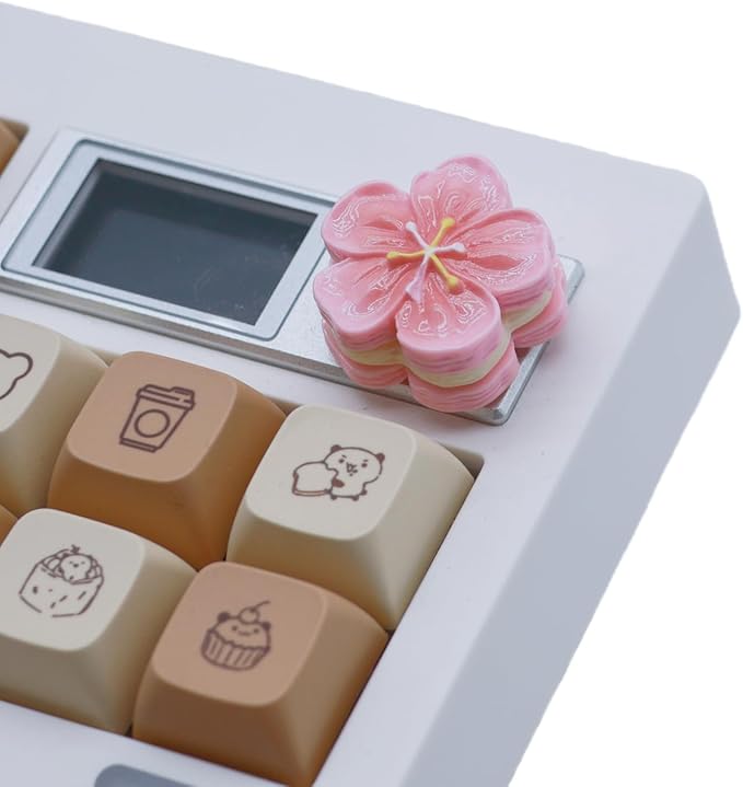 Rotary Knob for Gaming Mechanical Keyboard,Cute 3D Sakura Cookie Custom Knob,Handmade Resin Rotary Knob Suitable for GMK67/GMK87/L98/F99 Pro/F75 (Pro),etc (Sakura)