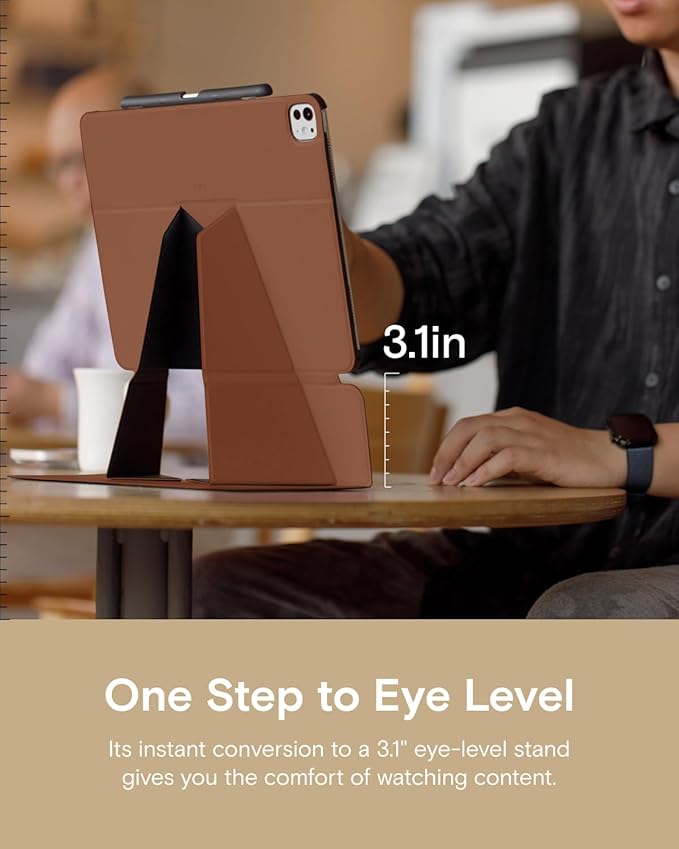 MOFT Folio Case for iPad Pro 12.9" (3~6 gen.) with Detachable Pencil Holder, Protective & Lightweight, Durable MOVAS Material and Comfortable Touch for Browsing, Drawing & Studying,Sienna Brown
