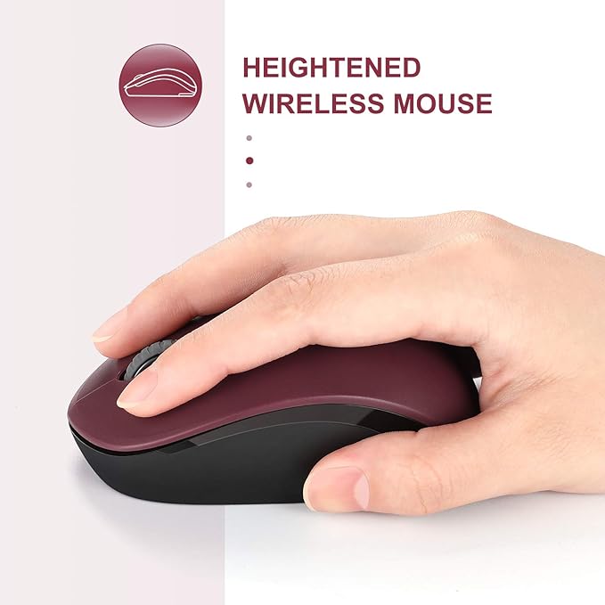 seenda Wireless Mouse for Laptop, 2.4G Noiseless Mouse with USB Receiver - Optical Tracking Portable Computer Mice for Chromebook, PC, Tablet, Windows System, 24 Months Battery Life - Red&Black