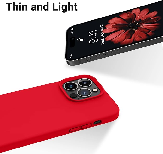 OTOFLY Designed for iPhone 14 Pro Case, Silicone Shockproof Slim Thin Phone Case for iPhone 14 Pro 6.1 inch (Red)