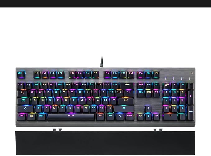 MOTOSPEED CK108 RGB LED Backlit Wired Mechanical Gaming Keyboard, 108 Keys Hot-Swap Mechanical Keyboard w/Aluminum Base, Upgraded Socket and Noise Absorbing Foams, Soft Tactile Red Switch ﻿