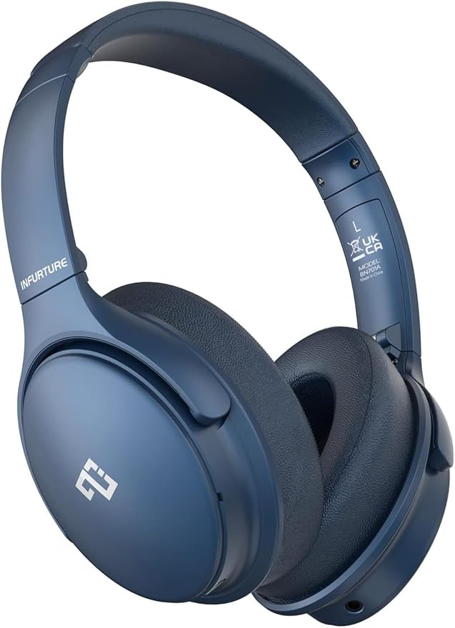 INFURTURE Over Ear Headphones Active Noise Cancelling Headphones, H1 Bluetooth Headphones, Deep Bass Headset, Low Latency, 90H Playtime, Foldable Headphone for Sport Running Cool Gadgets Gift