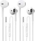 Wired Earbuds 2 Pack, Earbuds HiFi Stereo Wired Earphones Headphones with Microphone Volume Control Compatible with iPad, Laptop, MP3, Android Smartphones, Fits All 3.5mm Jack Device