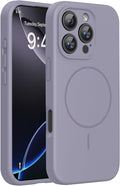 Miracase Magnetic for iPhone 16 Pro Case, [Soft Anti-Scratch Microfiber Lining], Compatible with MagSafe, Liquid Silicone Case Shockproof Drop Protection Phone Case for 16 Pro,Lavender Gray