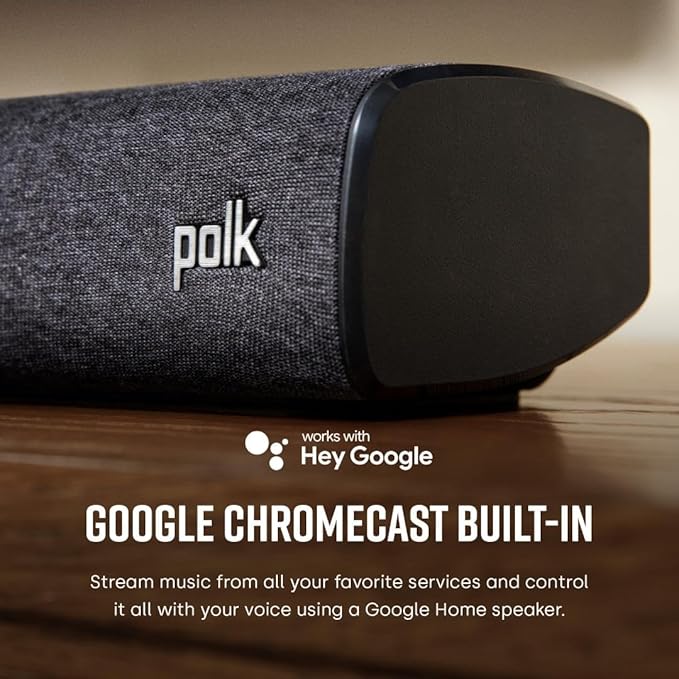 Polk Audio Signa S3 Sound Bar for TV & Wireless Subwoofer with Built-in Chromecast & Google Assistant, Low-Profile Design, Works with 8K, 4K & HD TVs, Bluetooth and Wireless Streaming