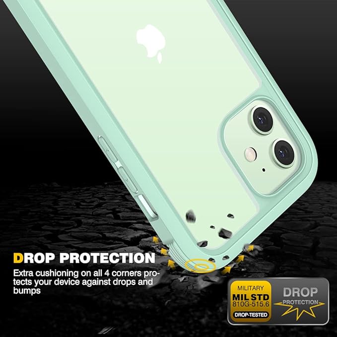Diaclara Designed for iPhone 12/12 Pro Case, Full Body Rugged with Built-in Touch Sensitive Anti-Scratch Screen Protector, Soft TPU Bumper for iPhone 12/12 Pro 6.1" (Pistachio Green)