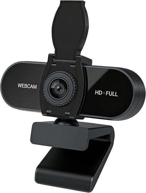 1080P HD Webcam with Microphone, Noise Cancellation, Privacy Cover, Wide-Angle Lens, Auto Light Correction, Plug & Play USB Webcam for Laptop, Desktop, PC, Mac, Zoom, Skype, Streaming (1080p)