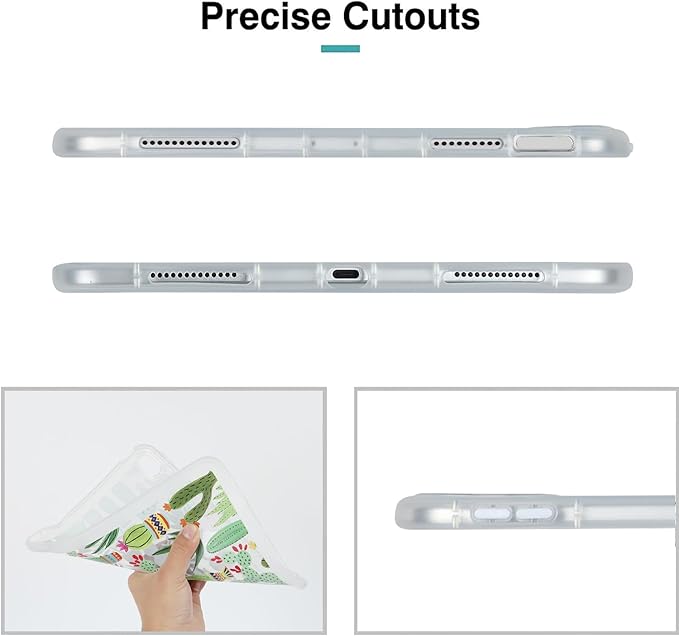 for iPad Pro 12.9 inch Case 6th/5th/4th/3rd Generation (2022/2021/2020/2018) Frosted Translucent Clear Slim Lightweight Protective Cover Soft TPU Back Shockproof Silicone Shell, Green Cactus