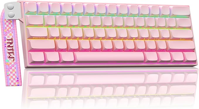 Aula MINI60 HE PRO Wireless Gaming Keyboard 60%,Hall Effect Rapid Trigger Magnetic Keyboard,8000Hz Polling,Tri-Mode(BT5.0/2.4GHz/USB-C),RGB Hot Swappable Compact Pink Mechanical Keyboard for Gamer