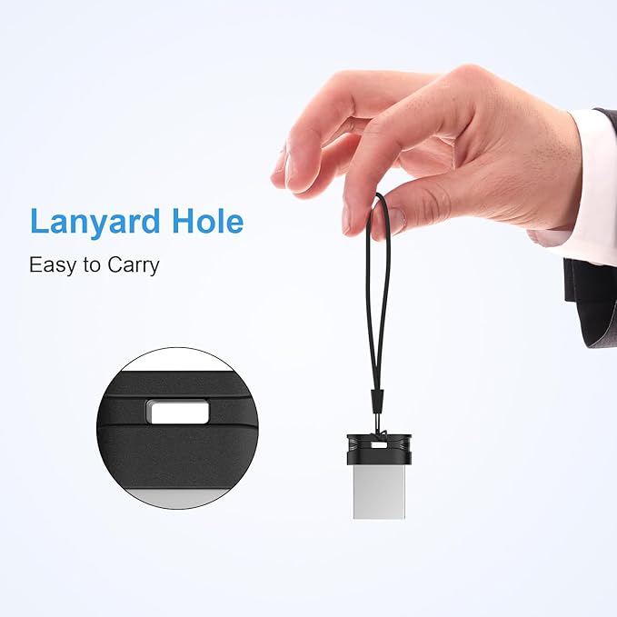 RAOYI 2 Pack 64GB USB 3.0 Flash Drive, Mini Fit USB Stick Ultra Slim Thumb Drive Jump Drive Zip Drive Pen Drive with Lanyard-Black