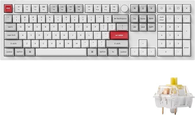 Keychron Q6 Pro Full-Size Bluetooth Custom Mechanical Keyboard, Full Metal QMK/VIA Programmable Knob KSA Double-Shot PBT Keycaps Hot-Swappable Banana Switch, Mac Windows Linux-White