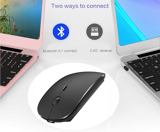 PEIBO Bluetooth Wireless Mouse for Laptop mac MacBook ipad MacBook air MacBook pro pc Desktop Computer Windows Chromebook Notebook (Black)