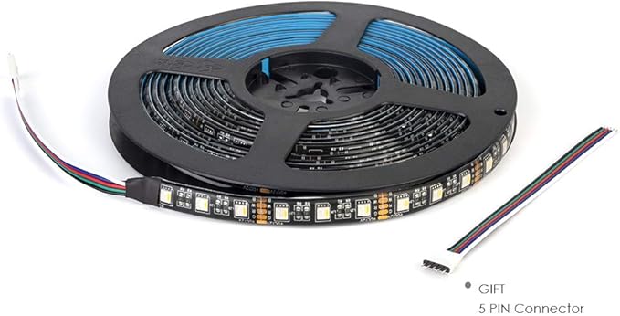 BTF-LIGHTING RGBW LED Strip Lights,UL Listed,5050 4 Colors in 1 RGB + 6000K-7000K Cool White,12V DC,16.4ft/5m 60LEDs/m 12mm Black PCB, IP65 Waterproof for Home Decoration(No Adapter or Controller)