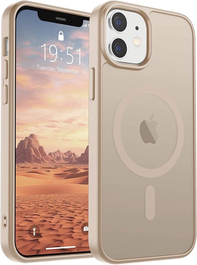 SUPFINE Magnetic for iPhone 12 Case/iPhone 12 Pro Case (Compatible with MagSafe)(Military Grade Drop Protection) Translucent Matte with Anti-Fingerprint Phone Case,Desert Gold