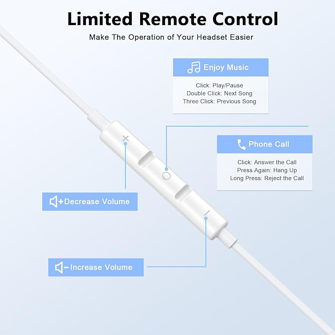 [Apple MFi Certified] USB C Headphones for iPhone 17 16 15, 2 Pack Wired Headphones USB C with Built-in Remote to Control Music, Phone Calls, and Volume for iPhone 17 16 15 Pro Max, Galaxy, Pixel