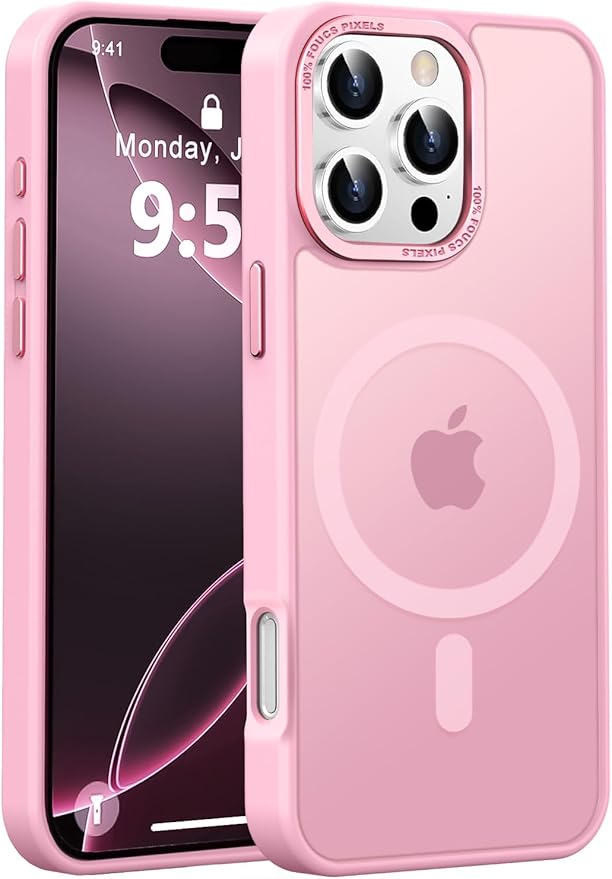 Newfuture Designed for iPhone 16 Pro Max Case with Magnetic [13 FT Military Drop Protection] [Compatible with Magsafe] Slim Translucent Matte Shockproof with Anti-Fingerprint Phone Case, Chalk Pink