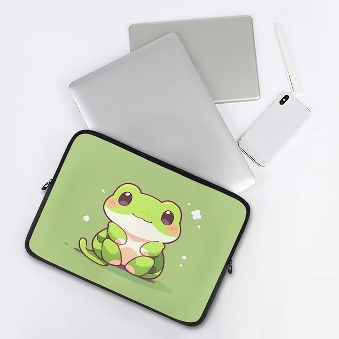 Cute Frog Laptop Sleeve for Women Teen Girls 13 inch Laptop Accessories with Versatile Uses Lap Top Case Portable Computer Sleeve Laptop Pouch Ideal Gifts for Holidays Green