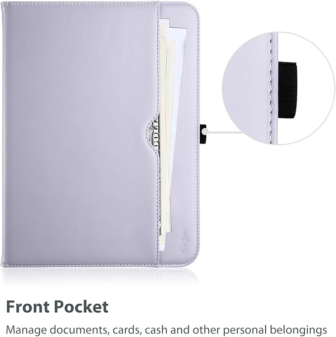 ProCase for iPad A16 11th Generation 11 Inch 2025/iPad 10th Generation Case 10.9 Inch 2022, iPad 11/10 PU Leather Case Business Stand Cover Smart Folio with Hand Strap Front Pocket Pen Loop -Purple