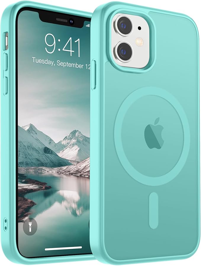 SUPFINE Magnetic for iPhone 11 Phone Case(Compatible with MagSafe)(Military Grade Drop Protection) Slim Translucent Matte Shockproof with Anti-Fingerprint Phone Case,Blue Green