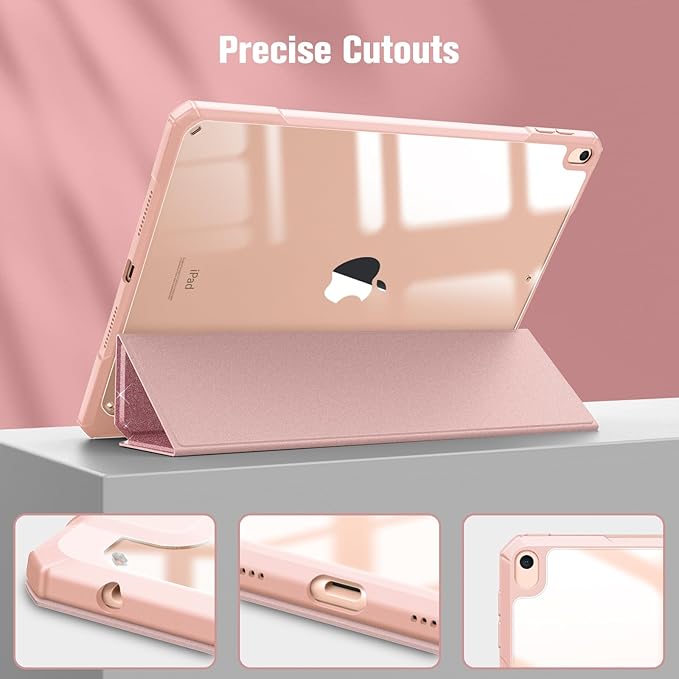 Fintie Hybrid Slim Case for iPad Air 3rd Generation 10.5" 2019 / iPad Pro 10.5 Inch 2017 - [Built-in Pencil Holder] Shockproof Cover with Clear Transparent Back Shell (Glittering Rose Gold)