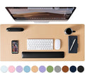 Mouse Pad Desk Protector Mat, Large PU Leather Office Desk Mat, Non-Slip Desk Pad for Keyboard and Mouse, Waterproof Desk Blotter Pad for Writing, Wide & Smooth Laptop Desk Pads, Khaki (17’’X36’’)