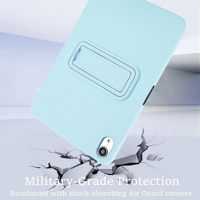 Case for iPad mini 7th & 6th Gen with Kickstand, Soft TPU + Hard PC Ultimate Delicate Touch Feeling Shockproof Protective Back Cover for iPad mini 7th 6th Women Men, Lightblue