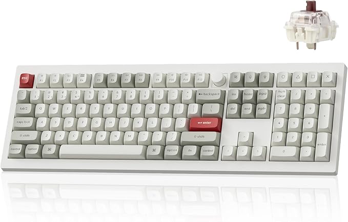 Keychron V6 Max Wireless Custom Mechanical Keyboard, 2.4 GHz Bluetooth 5.1 QMK Full-Size Layout with Hot-swappable Gateron Brown Switch RGB Backlight Compatible with Mac Windows Linux
