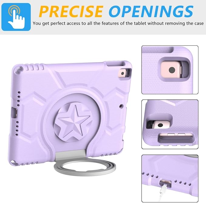 Kids Case for iPad (A16) 11th Generation 11 Inch 2025 & iPad 10th Generation 10.9 Inch 2022, Lightweight Shockproof Case Built-in Screen Protector with Handle Stand, Light Purple