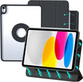 ZENLU iPad 10th 11th Generation Magnetic Case with Removable Folio Cover, Semi-Silicone Leather, Vertical Stand, Clear Back, Smart Sleep/Wake, Full Protective Case for iPad 10 & 11(A16) (Black)
