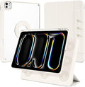 Case for iPad Pro 11 inch M5/M4 (2025/2024, 6th/5th Generation), Removable and Detachable Magnetic Cover with Pencil Holder, Vertical Adjustable Stand, Tri-Fold Multi-Angle, White