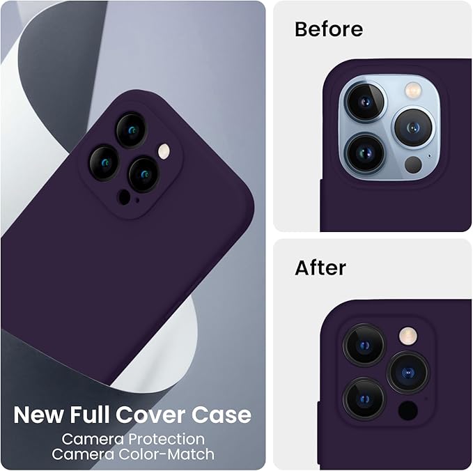 FireNova Designed for iPhone 13 Pro Case, Silicone Upgraded [Camera Protection] Phone Case, Soft Anti-Scratch Microfiber Lining Inside, 6.1 inch, Purple