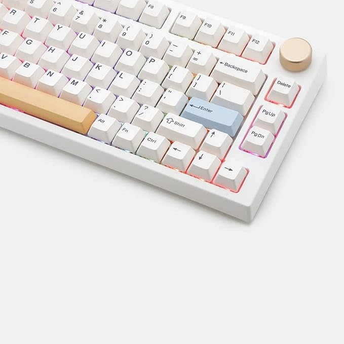 NJ80-AP Wireless Mechanical Keyboard with Knob Bluetooth 5.0/2.4G/Wired Connection 75% Hot Swappable Custom RGB Programmable Gaming Keyboard with PBT Keycap for Win Mac