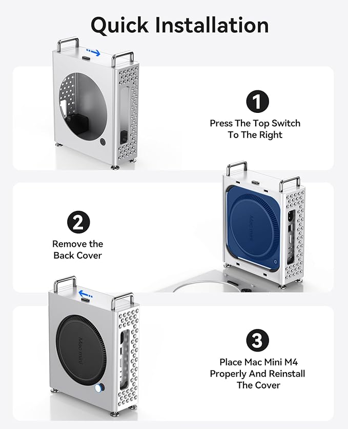 ORICO MiniPro Aluminum Stand for Mac mini M4/M4 Pro, Vertical Mount Holder Case, Durable Mini PC Accessories for Mac mini M4 (MS10)